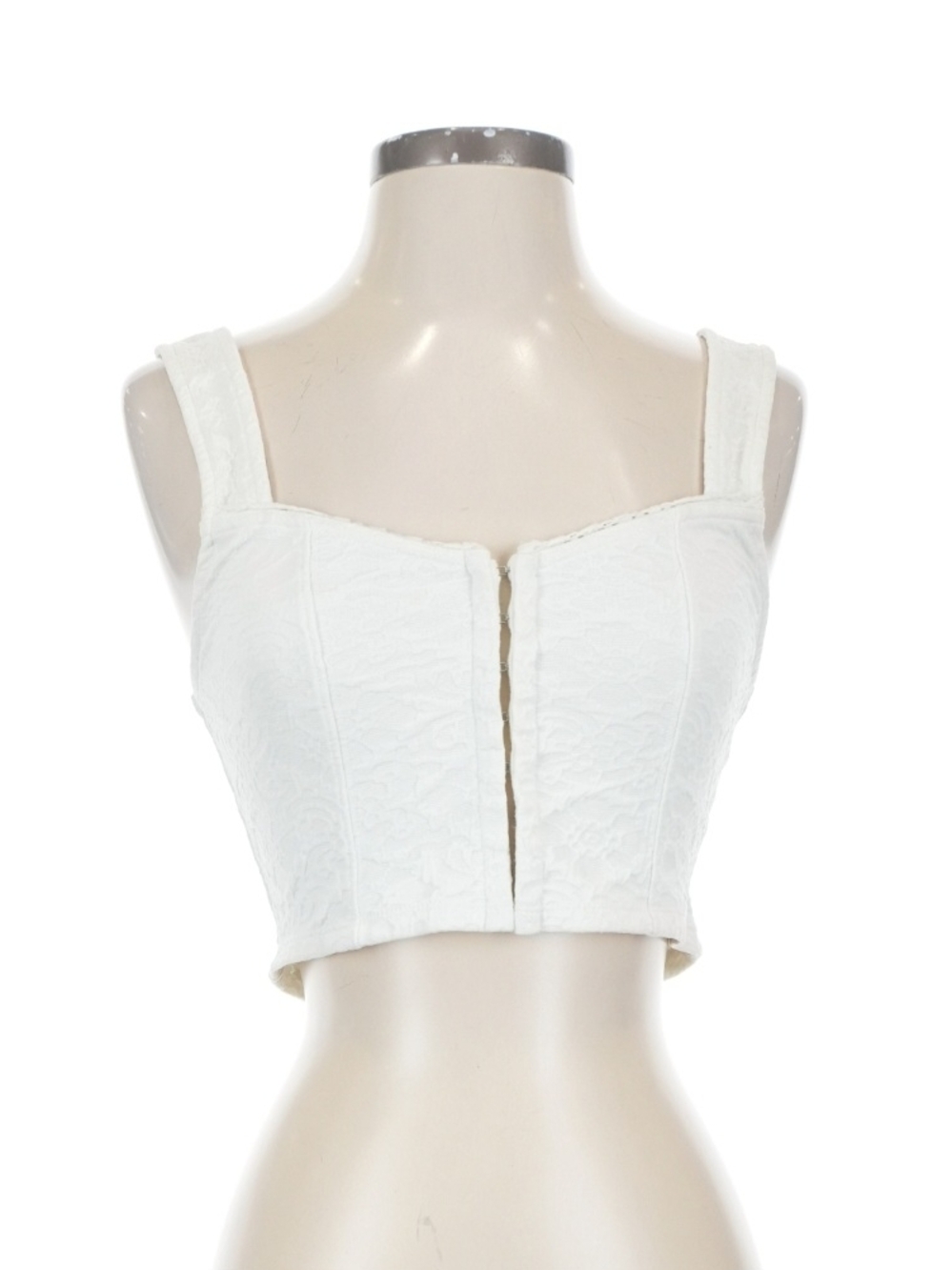 Kimchi Blue White Cropped Zip-Front Tank
